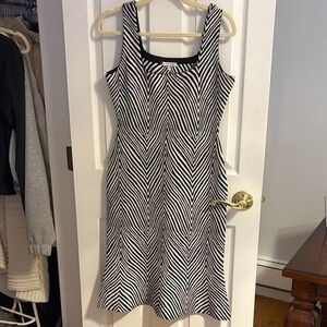 Ronny Kobo Collection Black & White Chevron Midi Dress